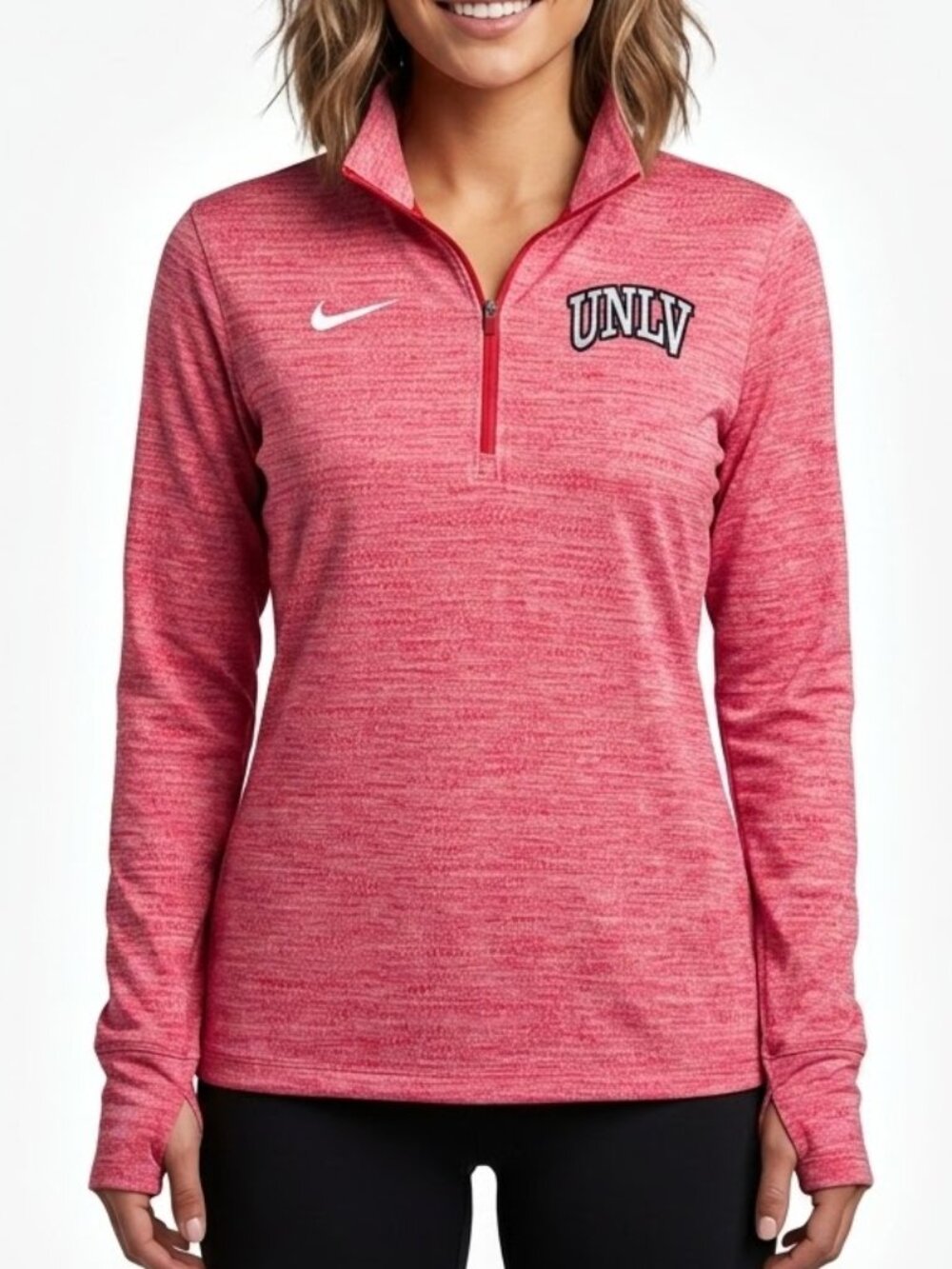 Nike Blokecore UNLV Rebels Dri-Fit Quarter Zip Heathered Top Thumbhole Cuffs XL